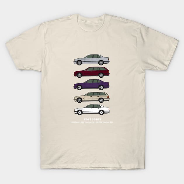 E34 Classic car collection T-Shirt by RJW Autographics